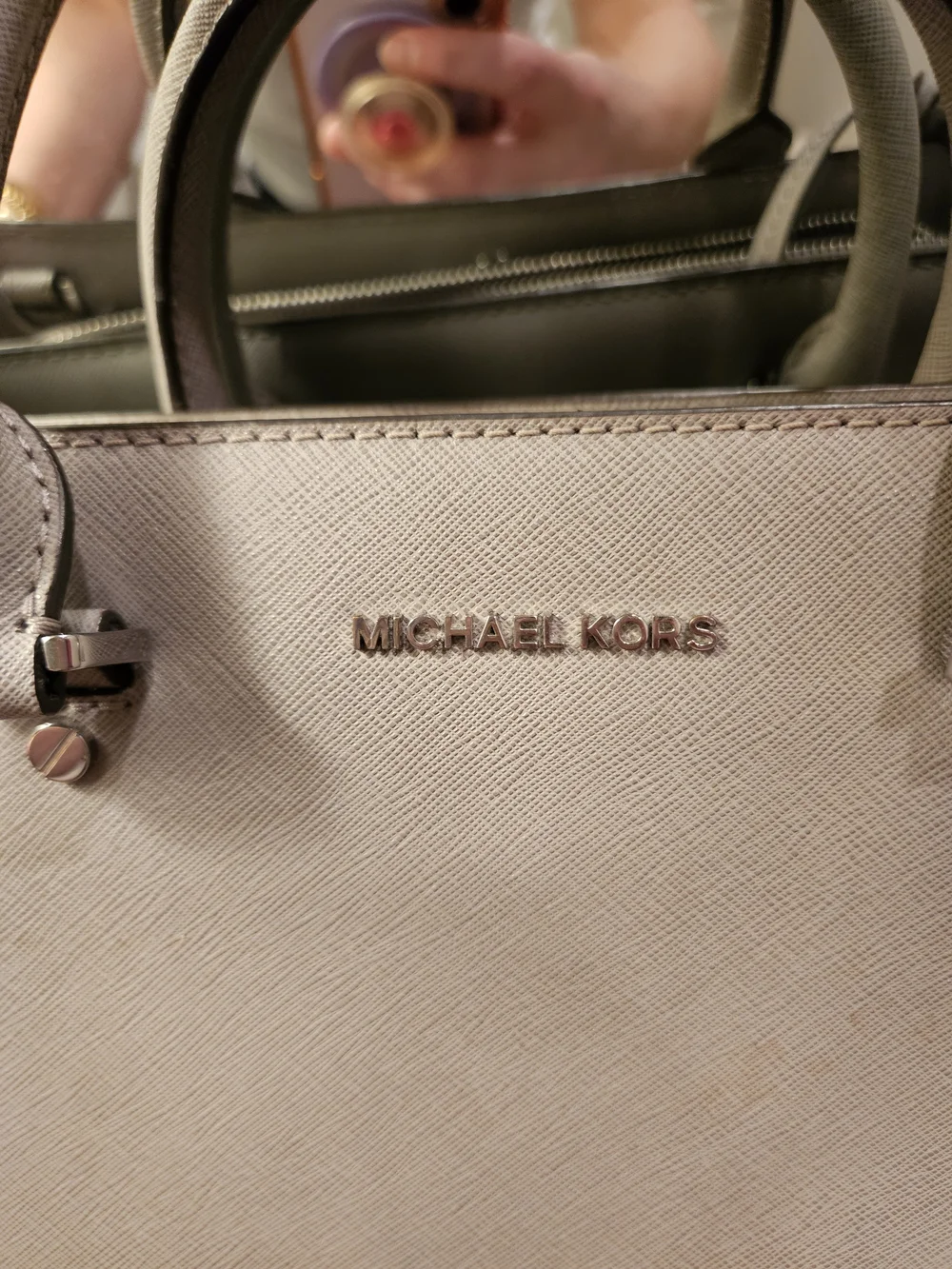 Authentic Michael Kors Pearl Gray Saffiano Leather Satchel